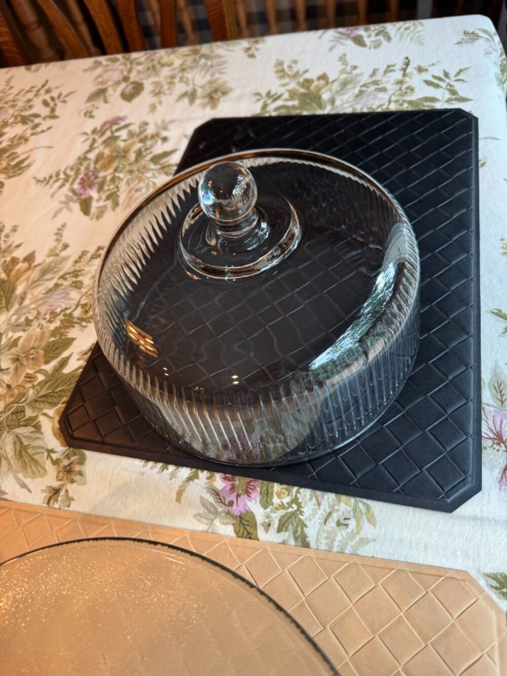 Vintage Anchor Hocking Monaco 2 in 1 Ribbed Glass Cake Plate Dome Cover - Picture 4 of 7